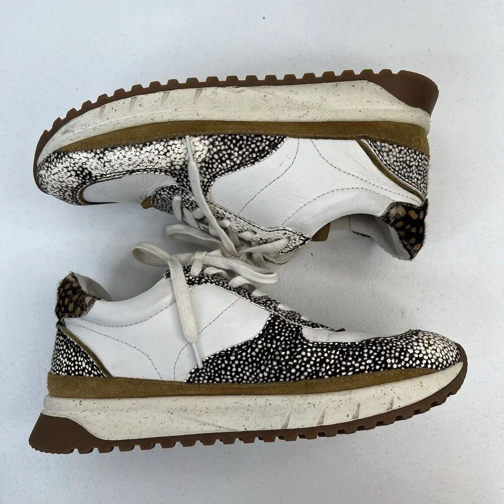 Madewell MWL Size 7.5 Kickoff‎ Trainer Sneaker Leather Calf Hair Lace Up Shoes